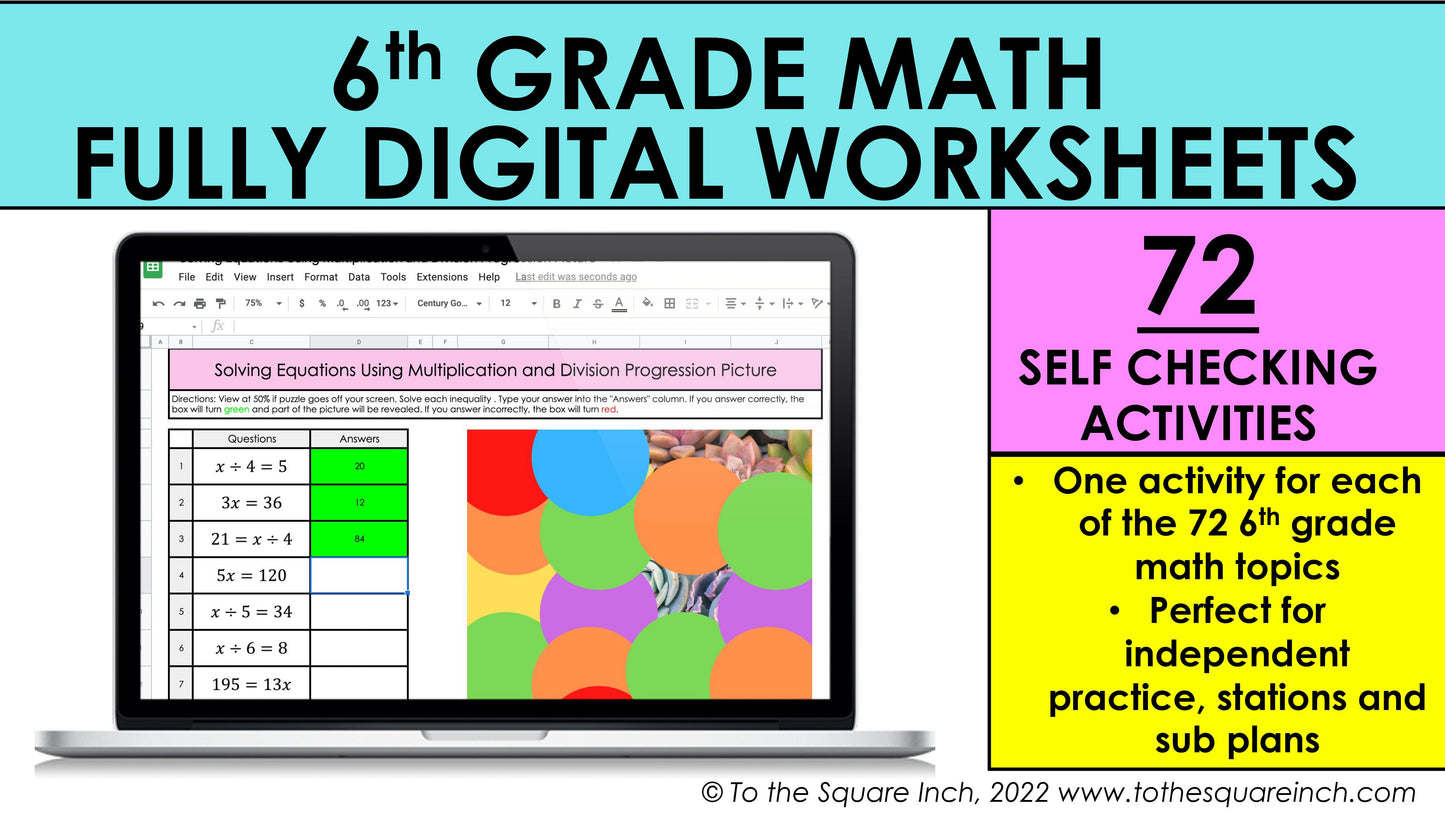 6th Grade Math Digital Worksheets