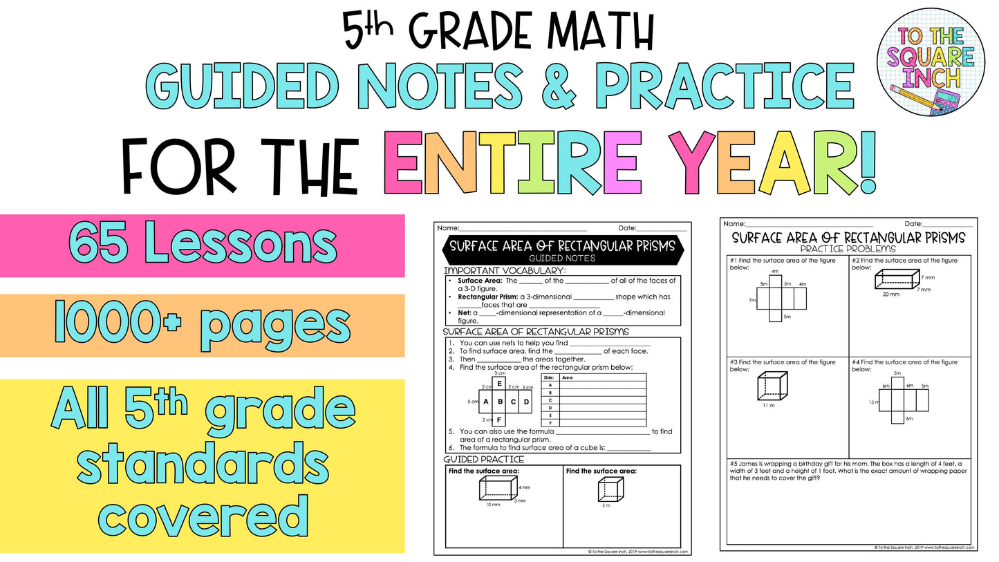 5th Grade Math Guided Notes Curriculum