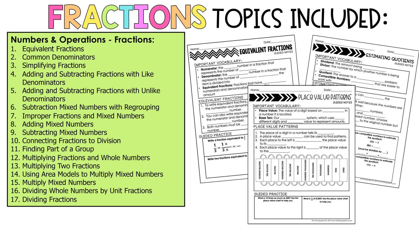 5th Grade Math Guided Notes Curriculum