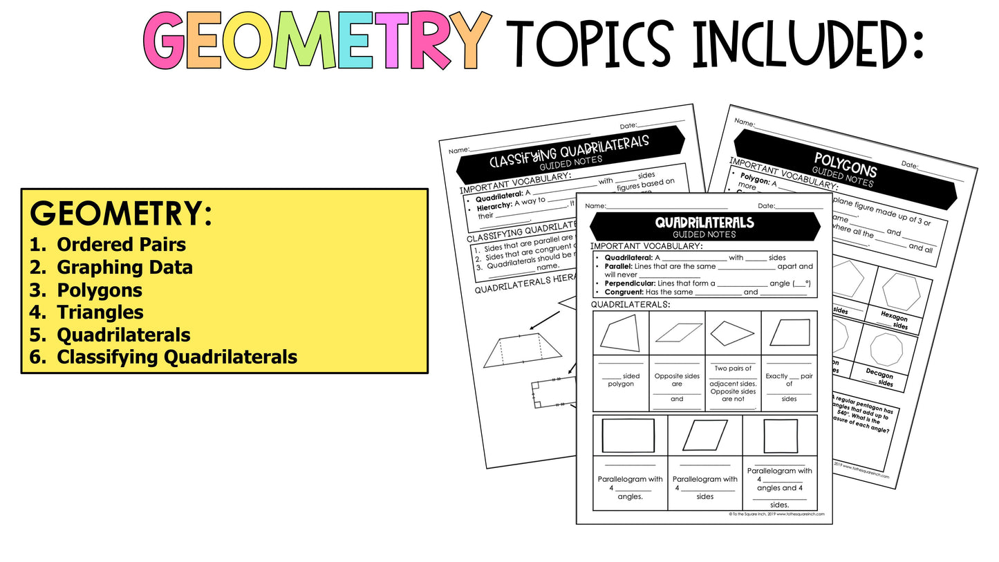 5th Grade Math Guided Notes Curriculum