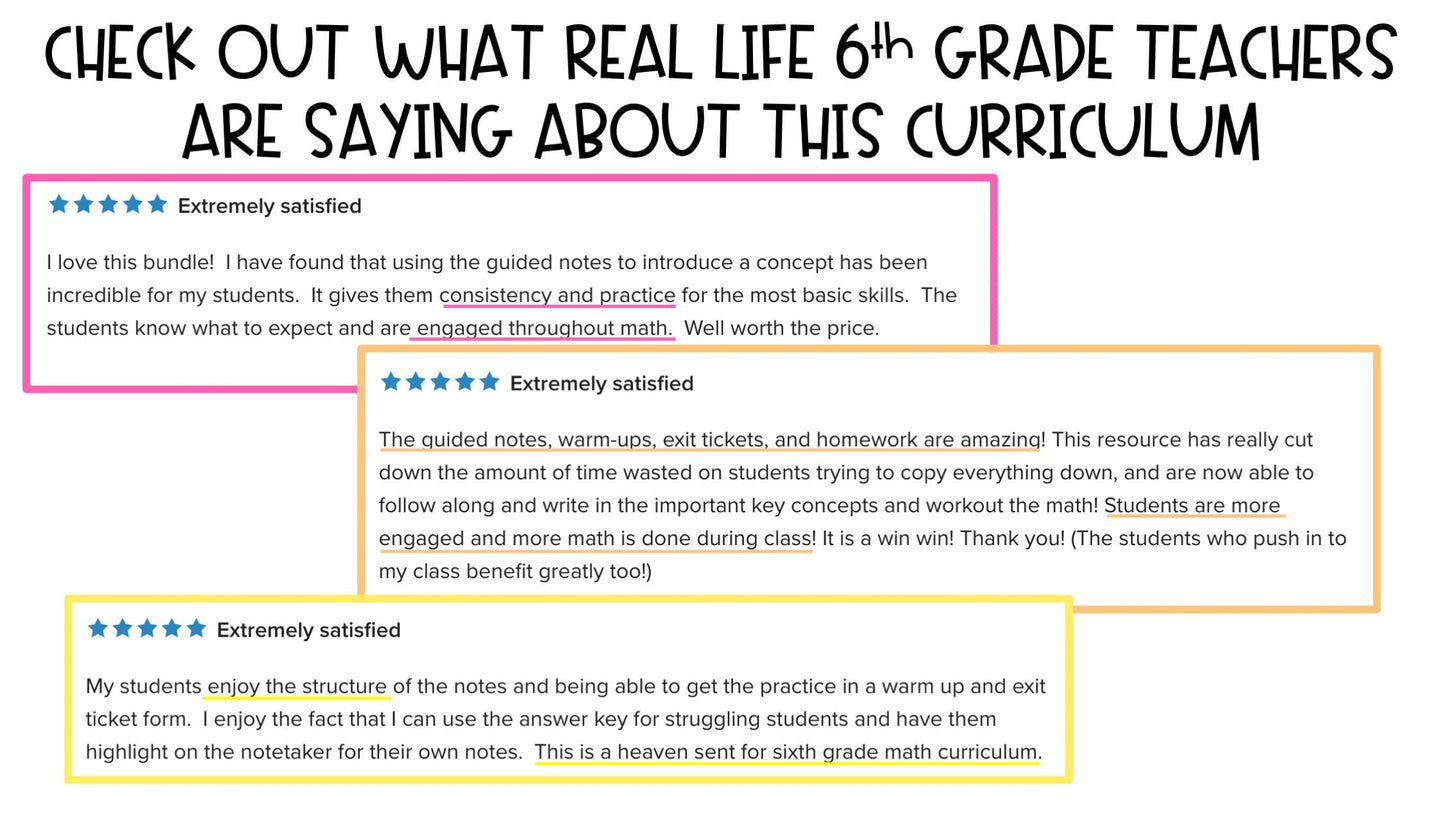 6th Grade Math Guided Notes Curriculum