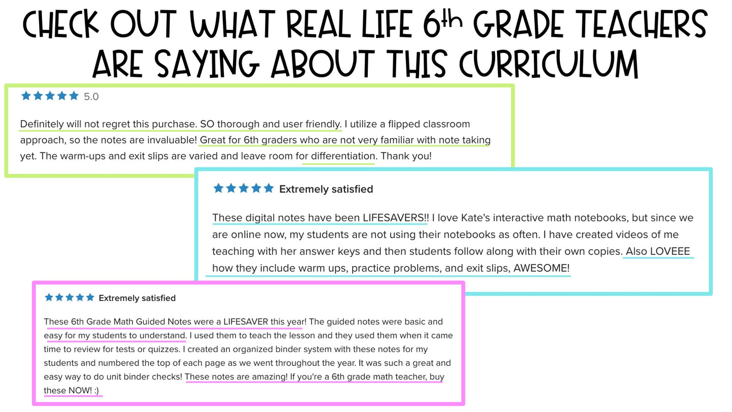 6th Grade Math Guided Notes Curriculum