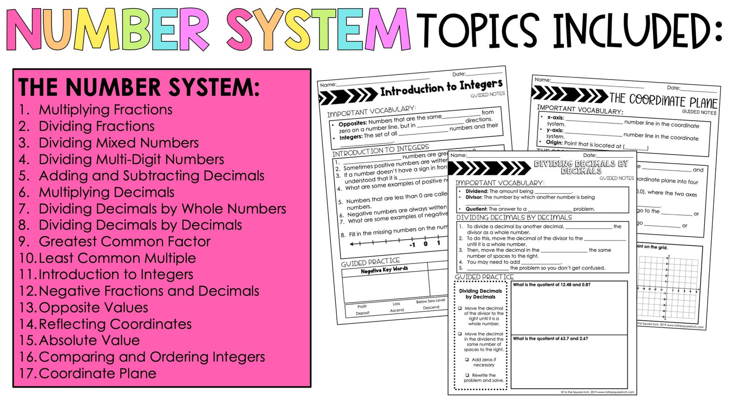 6th Grade Math Guided Notes Curriculum