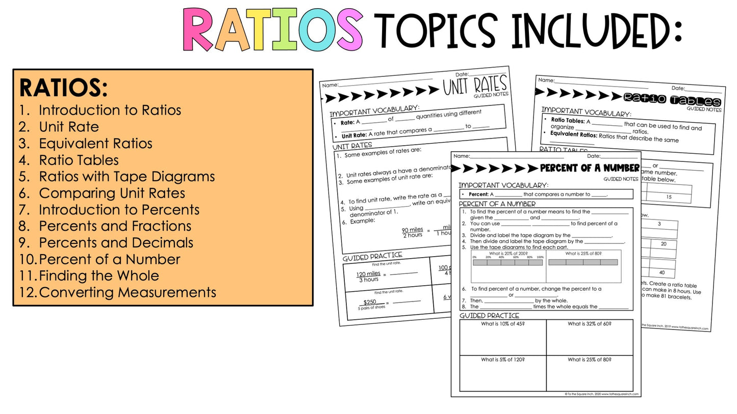 6th Grade Math Guided Notes Curriculum