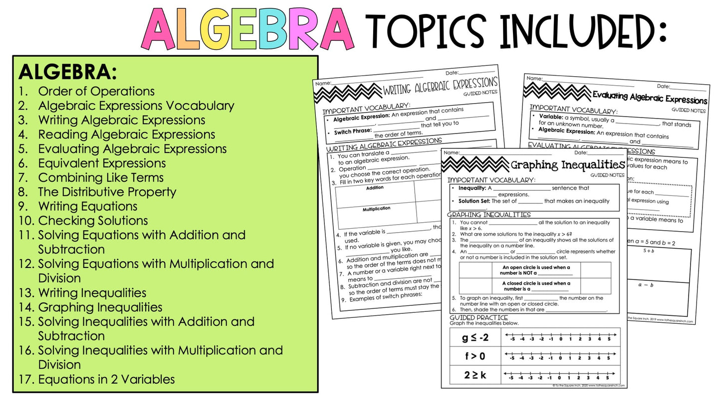 6th Grade Math Guided Notes Curriculum