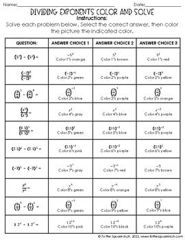 Dividing Exponents Color & Solve Activity
