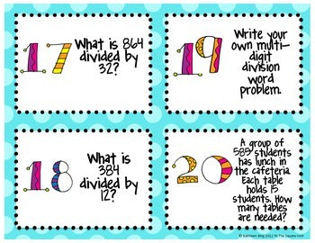 Dividing Multi-Digit Numbers Task Cards