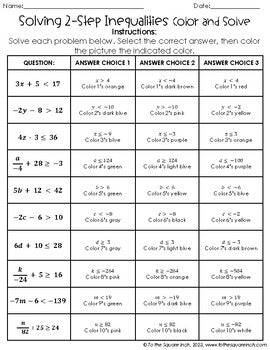 Solving 2-Step Inequalities Color & Solve Activity