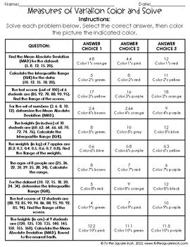 Measures of Variation Color and Solve Activity