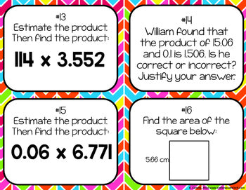 Multiplying Decimals Task Cards