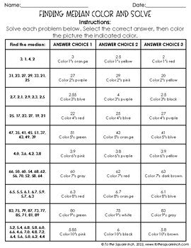 Finding Median Color & Solve Activity