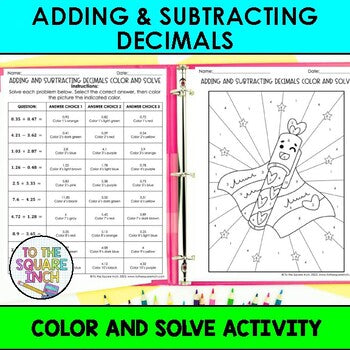 Adding and Subtracting Decimals Color & Solve Activity
