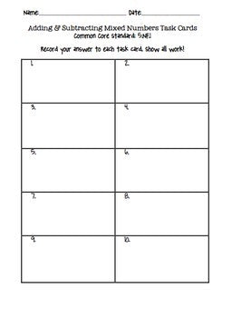 Adding & Subtracting Mixed Numbers