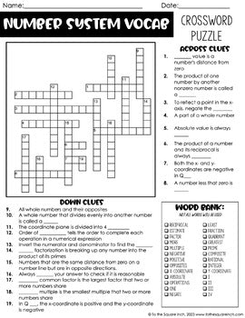 6th Grade Math Crossword Puzzle