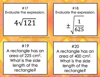 Square Roots Task Cards