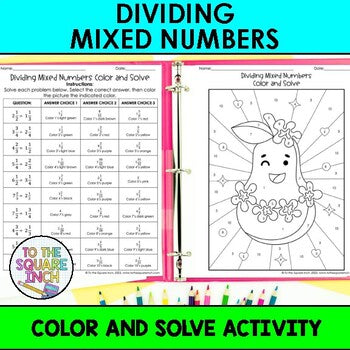 Dividing Mixed Numbers Color & Solve Activity