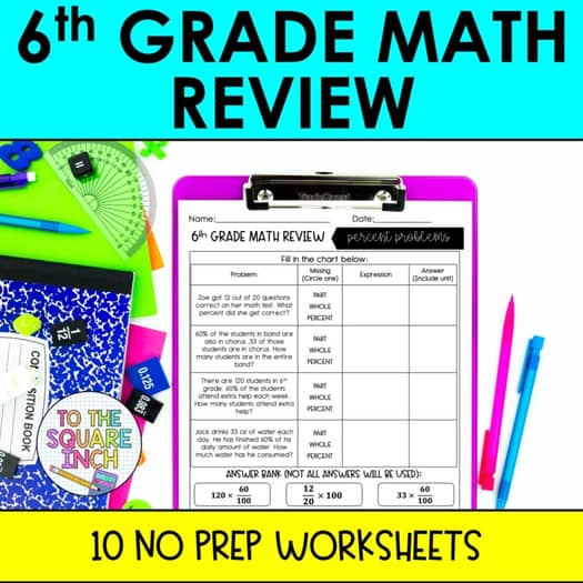 6th Grade Math Review Worksheets