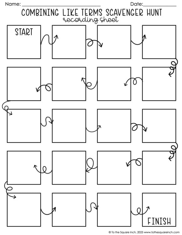 Combining Like Terms Scavenger Hunt | Interactive Math Practice Positives Only