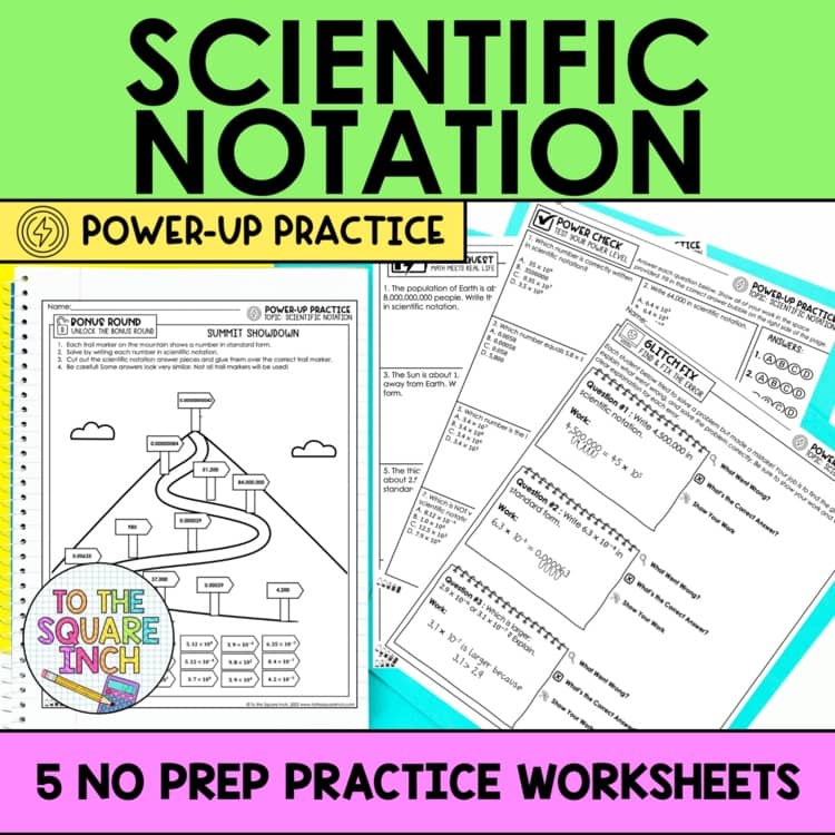 Scientific Notation Practice Worksheets – To The Square Inch