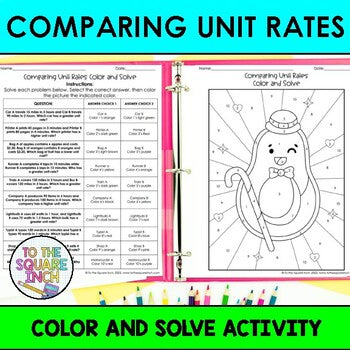 Comparing Unit Rates Color & Solve Activity
