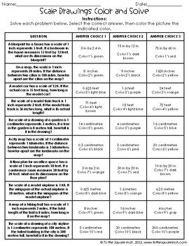 Scale Drawings Color & Solve Activity