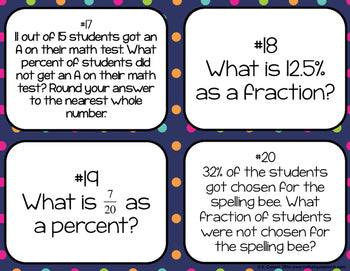 Percents and Fractions Task Cards