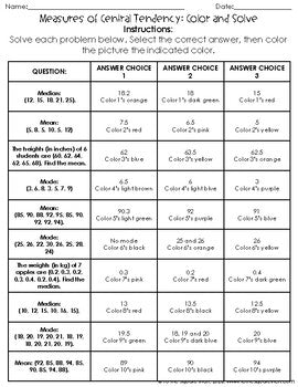 Measures of Central Tendency Color & Solve Activity