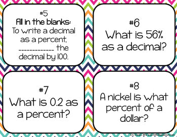 Percents and Decimals Task Cards