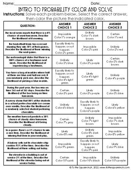 Probability Color & Solve Activity