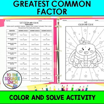 Greatest Common Factor Color & Solve Activity