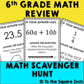 6th Grade Math Review Scavenger Hunt