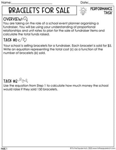 7th Grade Math Performance Tasks Bundle