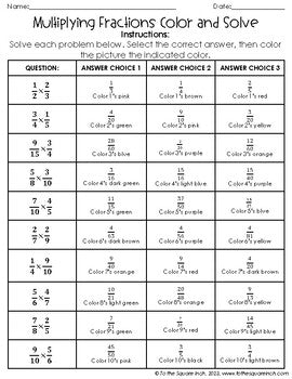Multiplying Fractions Color & Solve Activity