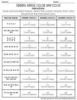 Finding Range Color & Solve Activity