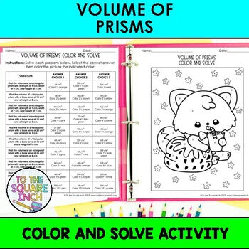 Volume of Prisms Color & Solve Activity