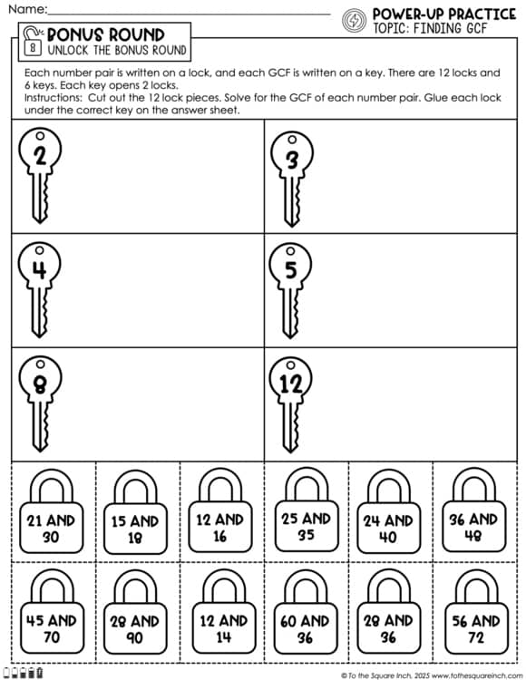 GCF Greatest Common Factor Practice Worksheets