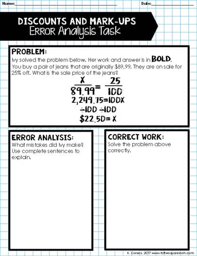 Ratios and Proportions Error Analysis