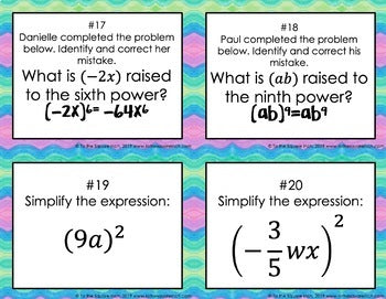 Power of a Product Task Cards