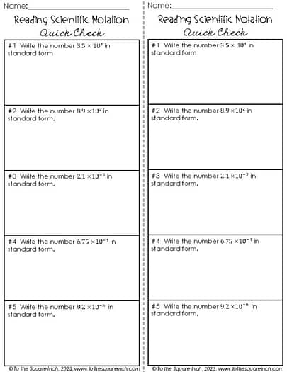 8th Grade Math Exit Slips