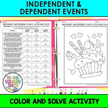 Independent and Dependent Events Color & Solve Activity