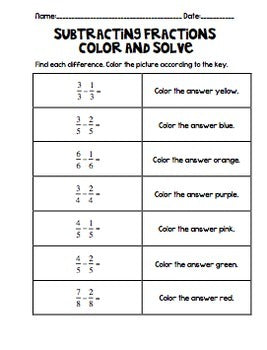 Operations with Fractions Color and Solve