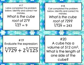 Cube Roots Task Cards