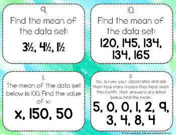Finding Mean Task Cards