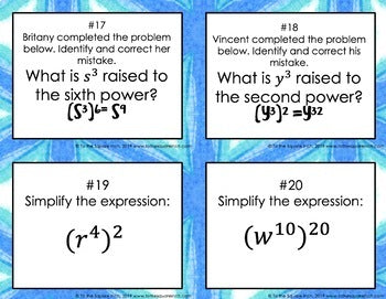 Power of a Power Task Cards