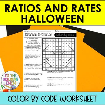 Ratios Halloween Math Color by Code Worksheet