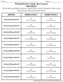 Proportions Color & Solve Activity
