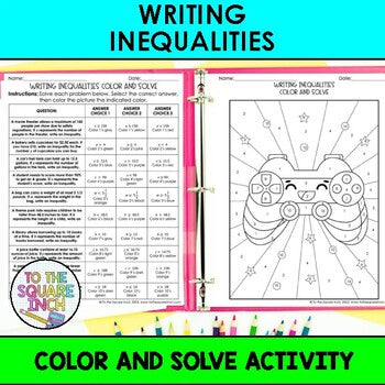 Writing Inequalities Color & Solve Activity