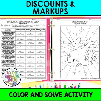 Discounts and Markups Color & Solve Activity