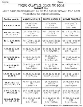 Quartiles Color & Solve Activity