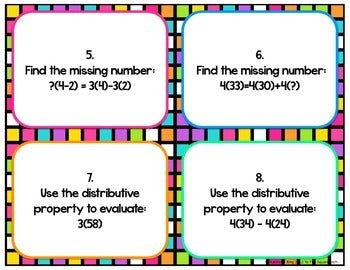 Distributive Property Task Cards